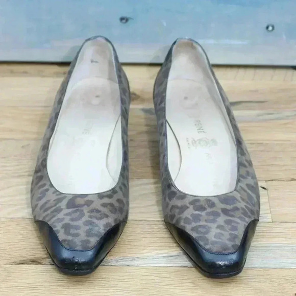 Vintage Rene Mancini Cheetah Leather Animal Print Flats 80s 90s Size 36.5 US 6.5 - Picture 3 of 8
